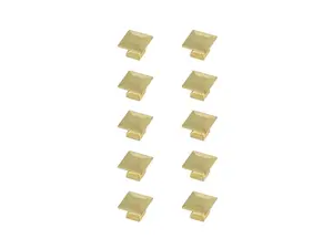 Elegant Decor KB2025-GD-10PK 1.3 in. Cecil Multipack Square Knob, Brushed Gold - Pack of 10