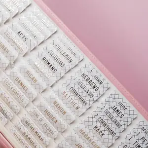 Laminated Bible Tabs (Gold Foil Embossed Lettering), Bible Tabs for Women and Men, Reposition Large Print Stickers, Easy to Read and Apply, 80Chapters Labels for Easy Navigation(White)