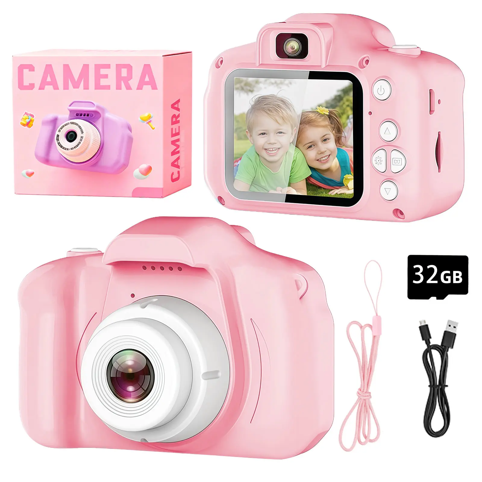 Kids' Digital Cameras, Mini Dual Camera Rechargeable Children's Camera Gift, HD Video Screenfor Outdoor Play, Christmas Birthday Gifts for Girl and Boy