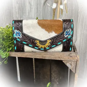 Sophisto Western Cowhide & Tooled Leather Sunflower Wallet