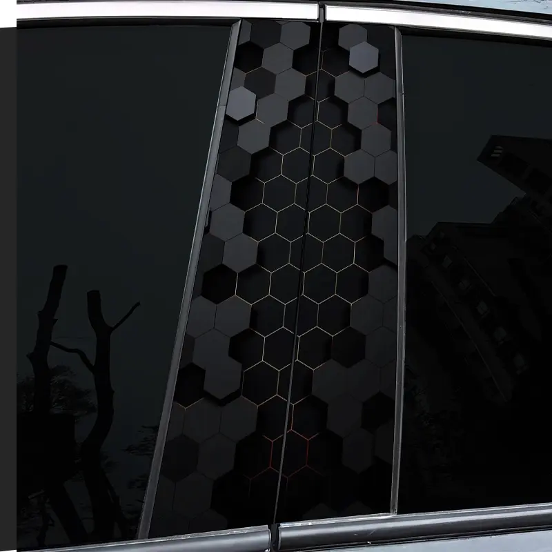 Set of 2. Black Venom Pattern Decal - High Gloss - Waterproof and Scratch Resistant - PVC - Sticker - Self Adhesive, Suitable for -b Rod - Door Post, etc. - Ideal for Vehicles - Wall and Window Glass Decor