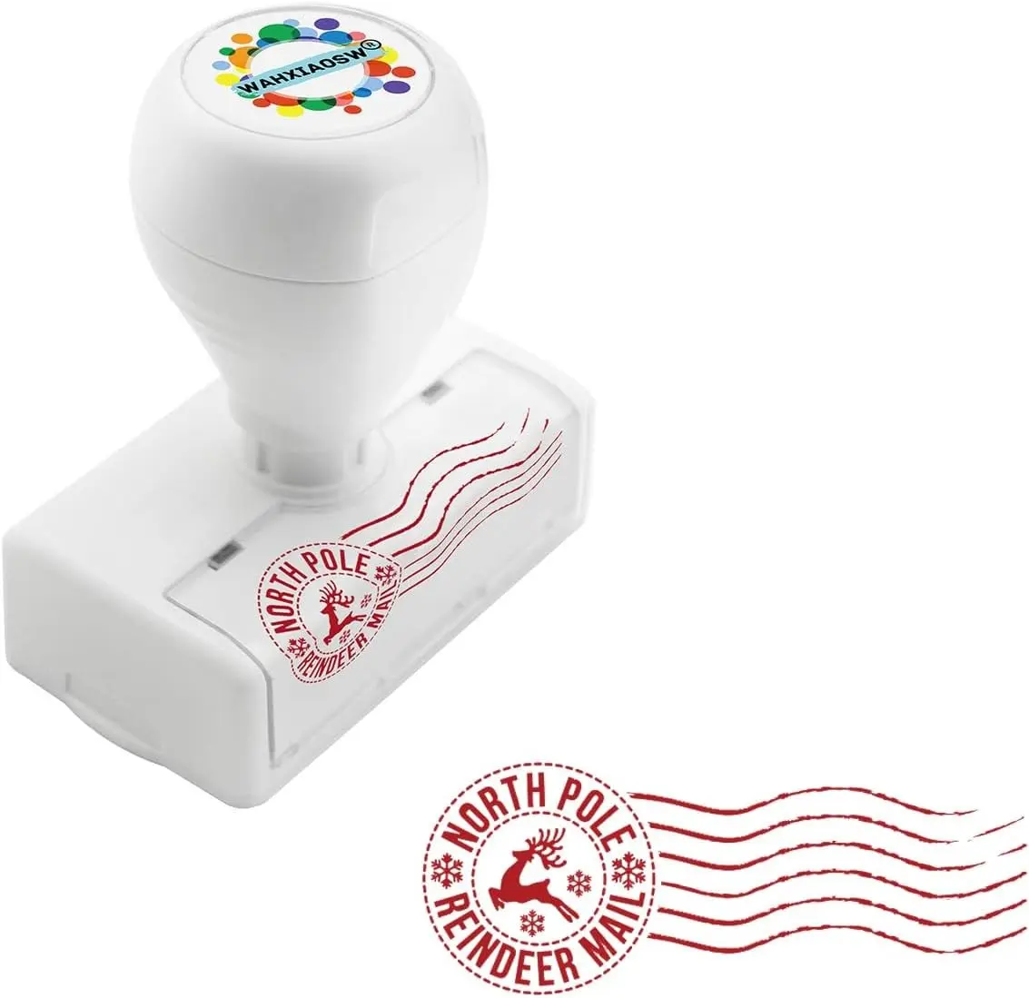 North Pole Self Inking Santa Stamp - Red Ink Christmas Letter Stamp Imprint