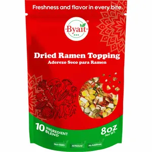 Byait Dried Ramen Topping 8 Oz, 10-Ingredient Dehydrated Veggie Mix for Ramen, No Added Salt Vegan Soup Add-Ins with Carrot, Shiitake Mushrooms, Green Onion, Corn, Tofu Skin, Tofu, Green Peas, Cabbage, Green and Red Bell Pepper
