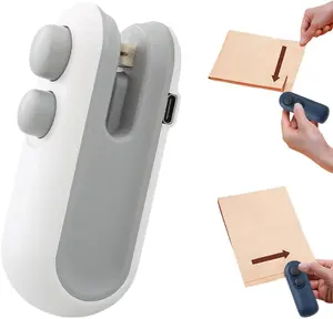Mini Bag Sealer and Cutter Mini Bag Sealer,Upgrade Handheld TYPE-C Rechargeable Bag Sealer for Sealing and Cutting,Portable Vacuum Food Sealer for Snack Bags Food Storage (White) Fauppt