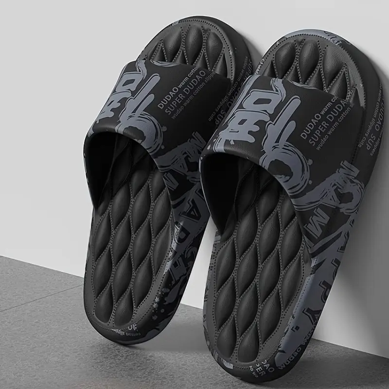 Plus Size Men's Graphic Print Open Toed Sandals - 2026 EVA Foam Non-Slip Soles, Indoor/Outdoor Beach Footwear