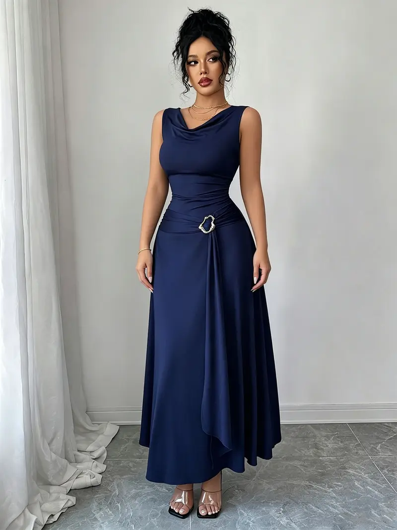 elegant knee length royal blue party dress - TikTok Shop