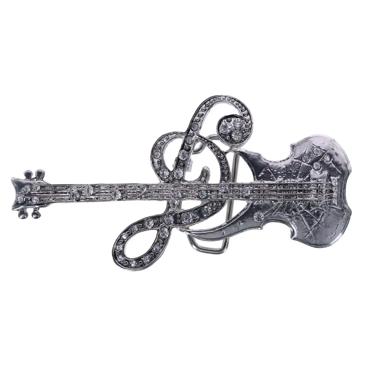 CTM Women's Belt Buckle, Exquisite Alloy Guitar Design with Rhinestone Decor, Heavy Duty yet Lightweight Buckle for 1.5 Inch Belts