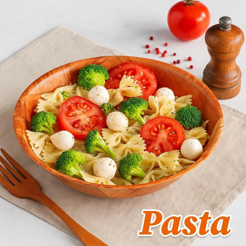 8 Pack Wooden Woven Salad Bowl, 8 Inch Stackable Round  Serving Bowl, Rustic Mixing Bowl for Salad, Fruits, Vegetables,  Birch