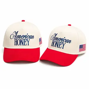 American Honey Vintage Baseball Cap for Women & Men, Embroidered Cotton Trucker Style Hat with a Breathable Mesh Back Panel and Adjustable Curved Brim