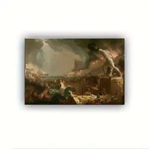 1 Piece Wooden Frame Wall Art The Decline of the Roman Empire The Course of Empires Vintage Canvas Poster Artwork Wall Gift Home Living Room Office Wall Decoration Perfect Gift and Home Decor Artwork