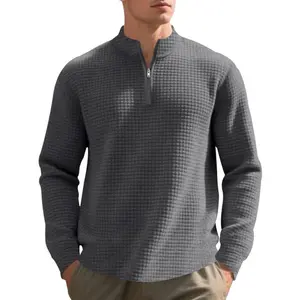 Men's High-Quality Plaid Casual Pullover Sweater, Half-Zip Design, Perfect for Spring & Fall, Available in Multiple Colors and Sizes