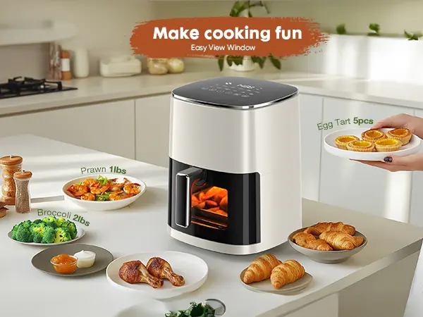 Sweetcrispy 12-in-1 Multi-Function Air Fryer Kitchen Appliance - 6.34 QT for 6, Digital Panel, Compact, Simple to Use Fryers, Oil Reduction, Dishwasher Safe Parts, Smart Kitchen, Roast, Crisp, Reheat, Dehydrate Snacks, Includes 20 Healthy Recipes