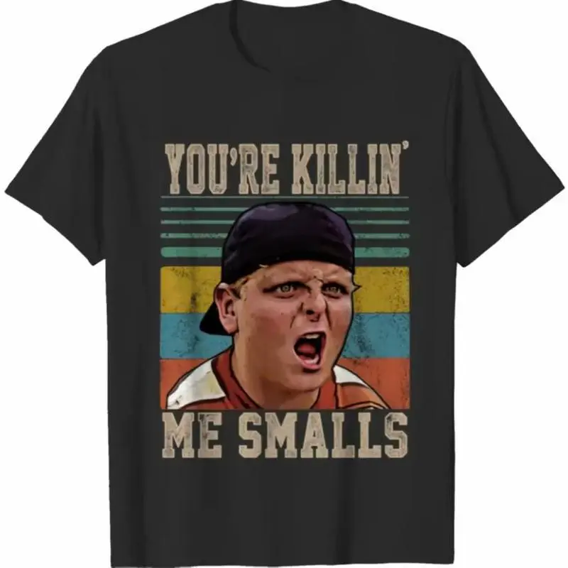 Lady's Humorous Cotton T-Shirt with 'You're Killing Me Smalls' Graphic Print, Classic Fit Streetwear Top with Ribbed Crew Neck, Sizes S, M, Tshirt, Round Neck