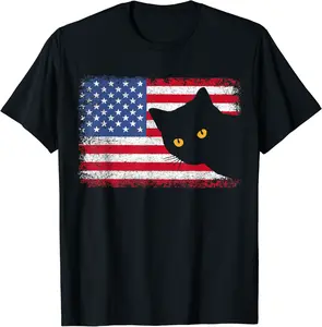 Meowica 4th of July Cat American Flag America USA Funny T-Shirt - Salvadorata Shop 50B0C9JQB77X
