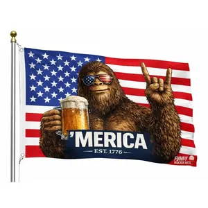 ’MERICA Bigfoot American Flag – Patriotic Truck Garage & Mud Muddin Sasquatch Flag – Perfect Gift Freedom Lovers Funny Flag tapestry banners mens