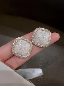 Fashionable Square Shaped Rhinestone Decorated Stud Earrings, Elegant Jewelry for Party, Daily Clothing Decor, Trendy All-match & Exquisite Jewelry for Birthday Gift, High Quality Earrings