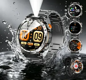 Manly Style Smart Sports Watch with LED Lights Wireless Calling Message Reminders 100+ Sports Mode Weather Push Stopwatch Timer Smartwatch for Men Compatible with iPhone Android Phones