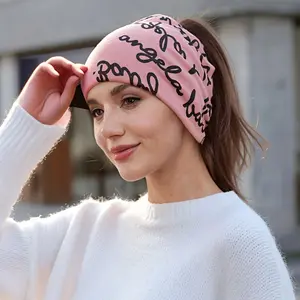 4Pcs Letter Print Brimless Beanie for Women Warm Winter Chemo Cap & Neck Gaiter Chemotherapy Caps