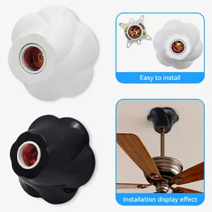 CILIA Safe 110/220V Lamp Holder Light Bulb Socket - Elegant White Rose Molded Base for E26/E27, Easy to Install, Perfect for Bedroom, Office, and Living Room