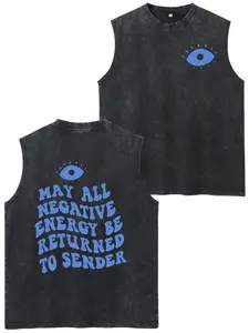 May All Negative Energy Be Returned to The Sender, Men'S Breathable Cotton Vest, Patterned Double-Sided Print - Sleeveless, Casual Sports, 100% Cotton
