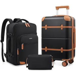 UKEIN 3-Piece Luggage Set with 20” Expandable PC Hardshell Carry-On, Spinner Wheels, TSA Lock, and Travel Backpack for Men and Women