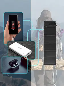 Portable Foldable Solar Charger 15w, Flexible Small Solar Panel with 5v USB Port, Ideal for Car RV Camping Hiking Outdoor Devices