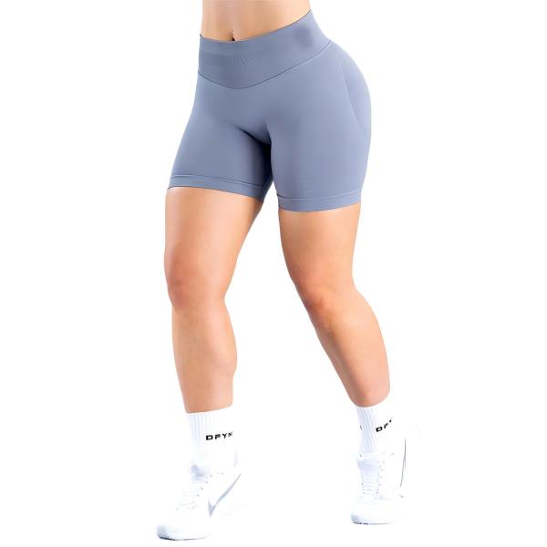 <WITH LOGO> DFYNE Women's athletic shorts - Seamless shaping design with a lift-up feature, suitable for yoga, fitness, cycling, hiking, running, sports, outdoor leisure, and other occasions