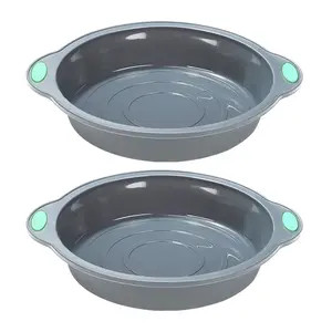 9 inch Silicone Round Cake Pans, 2 Pack Nonstick Silicone Baking Pans Set, Food Grade Silicone Cake Molds, with Metal Reinforced Frame More Strength