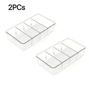 2/4pcs Transparent Plastic Storage Boxes, Detachable Snack Organizer, Adjustable Storage, 3-Tier Food Cabinet Rack, Kitchen Supplies Holder