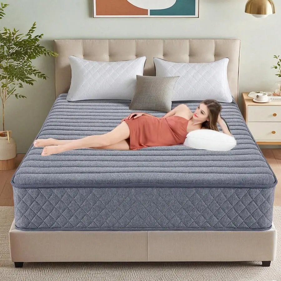 Novelty Style 10 Inch 12 Inch Highly Breathable Spring-Infused Memory Gel Foam Full Hybrid Durable Bed Mattress Compressed In A Box, CertiPUR-US Certified 3 Year Warranty