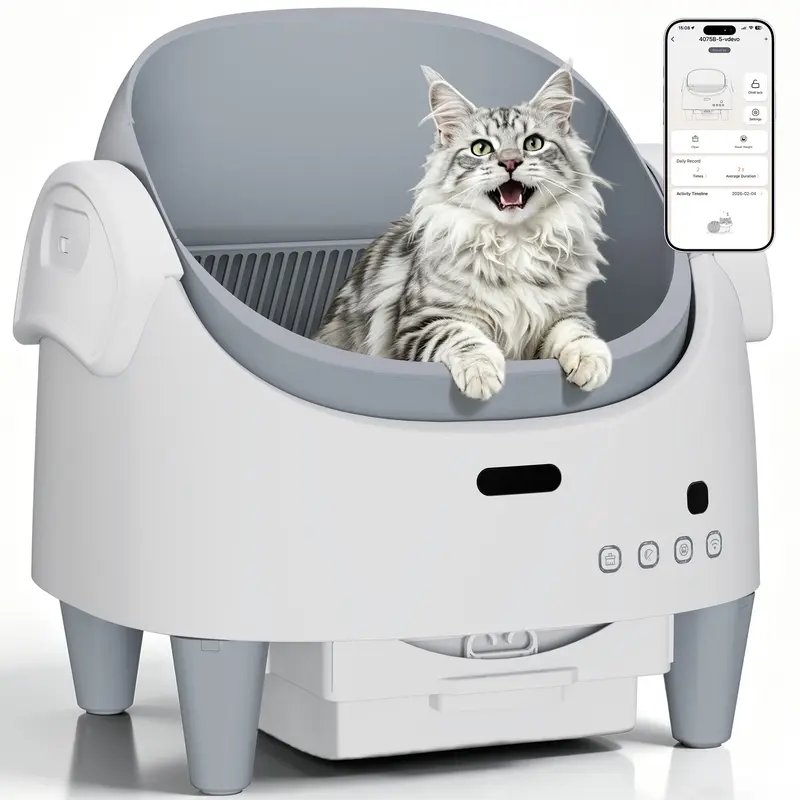 automated litter box cats love Furever Love Automatic Self-Cleaning Cat Litter Box with APP Control, main image 1