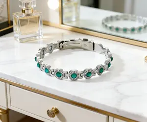 Women's Energy Magnetic Bracelet, Eco-Friendly Alloy with Sparkling CZ Diamonds, Adjustable Wristband, Ideal Valentine's Day Christmas Gift for Girlfriend, Wife, Mom, Daughter, Best Friend