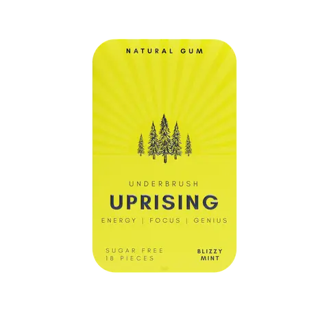 Uprising Energy Gum - Natural Focus & Genius - Sugar Free - Blizzy Mint - 18 Pieces - Clean Energy Boost