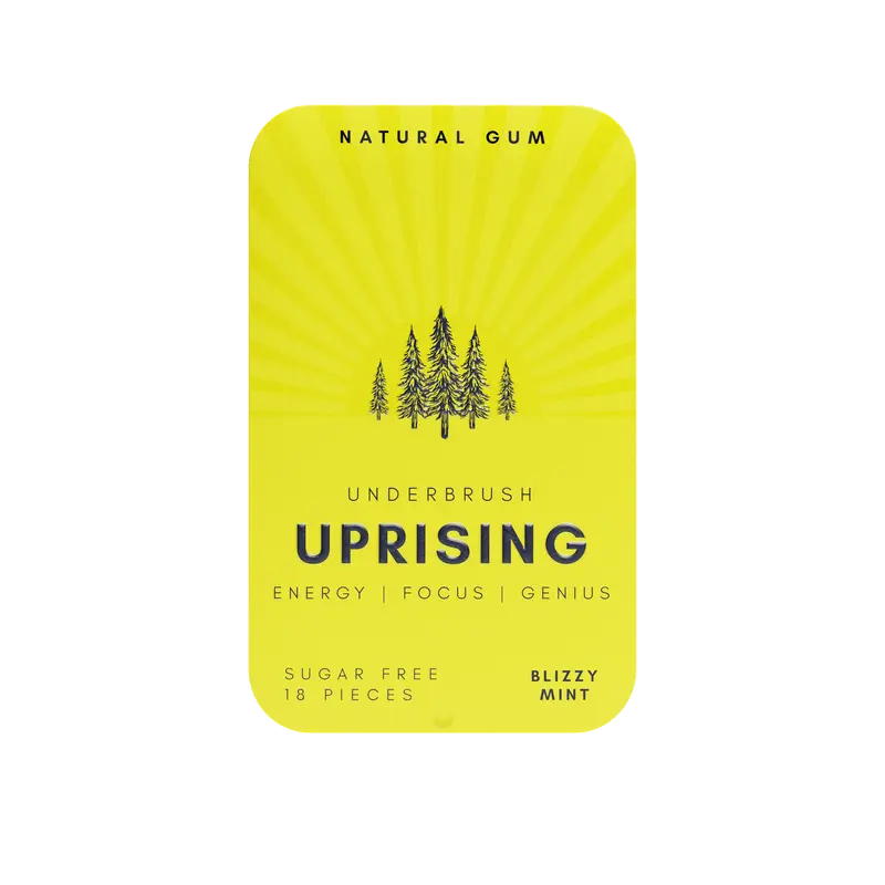 Uprising Energy Gum - Natural Focus & Genius - Sugar Free - Blizzy Mint - 18 Pieces - Clean Energy Boost