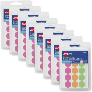 Avery Color-Coding Removable Labels, 3/4 Inch Round Labels, Assorted Neon Colors, Non-Printable, 8 Packs, 2,520 Dot Stickers Total (21933)