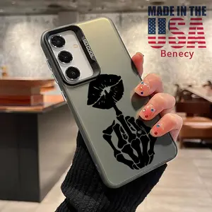 Skeletal Kiss Gesture Pattern Phone Case Compatible with Galaxy S23 Ultra S24 Plus S25 S22+ Shockproof Drop Protection Durable PC Smartphone Cover Cellphone Protective