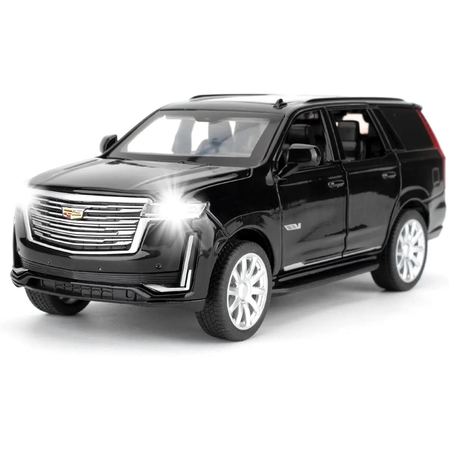Loveposely 1:32/1:24 Scale SUV Diecast Truck Model, 6.5*2.8*2.4 in Zinc Alloy Pull-Back Friction Vehicle with Sound & Light, Collectible Miniature Replica for 3 Years Old & Adults (Black) Diecast Model Cars