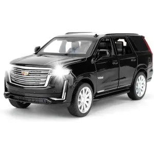 1:32 / 1:24 Scale Car Model Compatible for Collectible Escalade SUV Diecast Toy Vehicle, Zinc Alloy Pull Back Toy Car with Sound and Light for Adult Boys Girls 3 4 5 6 7 8 (Black)