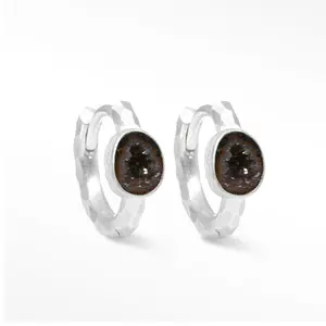 Element Mini Geode Silver Hoop Earrings 18mm