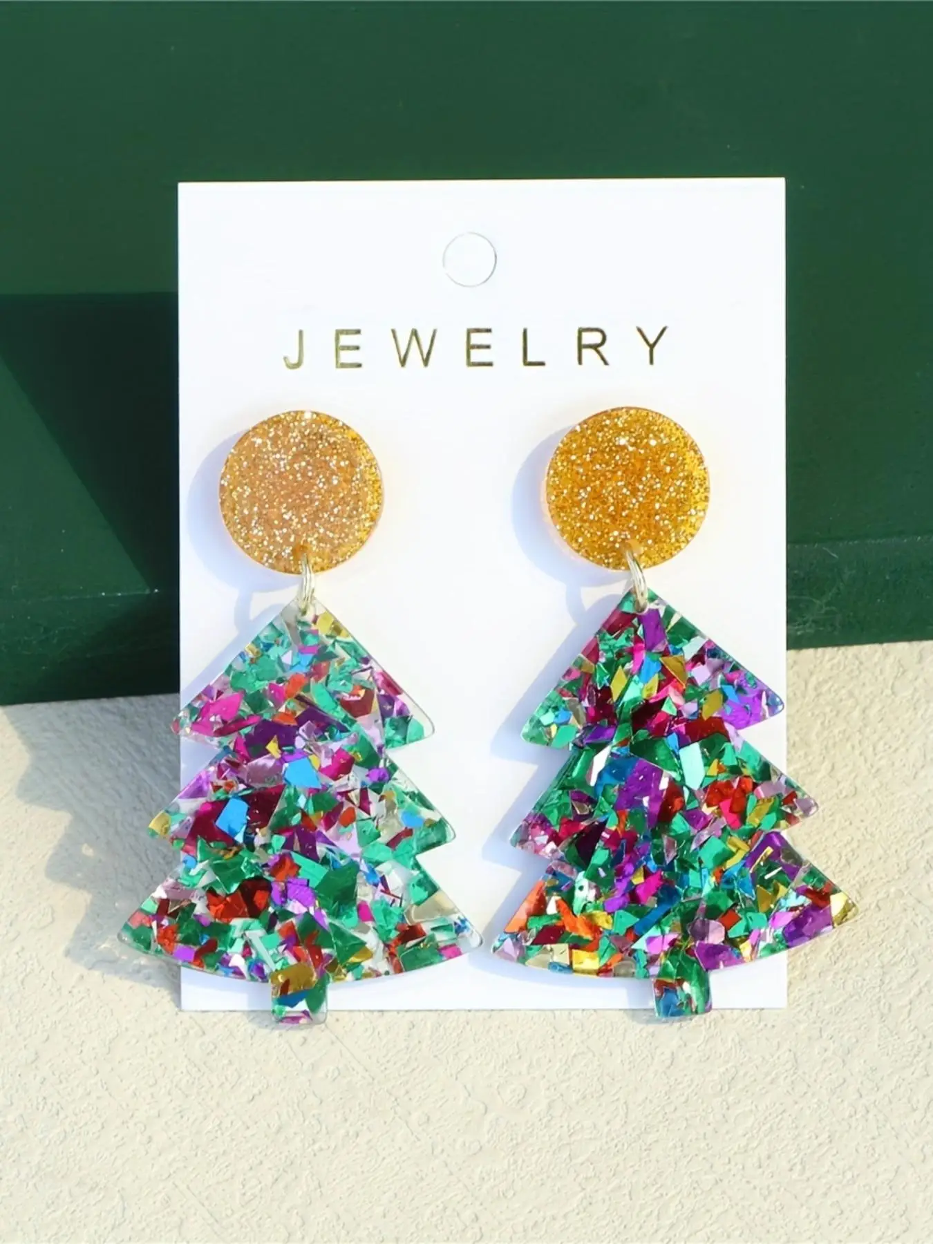 Cute Glitter Christmas Tree Design Dangle Earrings, 2024 New Style Fashionable Jewelry for Women, Trendy All-match & Exquisite Jewelry for Birthday Gi