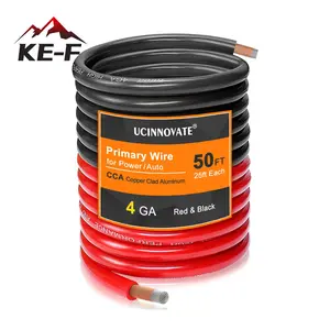 KE-F 4 Gauge Wire 50ft CCA Wire, (25ft Black+25ft Red) Primary Automotive Wire Car Battery Cable, Power/Ground Wire, Welding Cable, Electrical Wire Audio Wiring for RV Trailer Speaker Amp Stereo