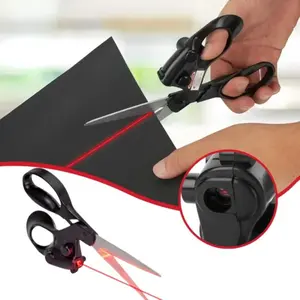 1pc Laser Guided Precision Cutting Scissors - Heavy-Duty Portable Camping Pocket Shears with Non-Slip Handle for Hiking, Craft, Fabric & Paper Cutting