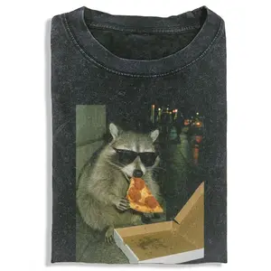 WACKY RACCOON Unisex Vintage Crew Neck Regular Fit Cotton Fabric Casual Comfort Breathable Short Sleeve Funny T-shirts Fashion Men&Women's Top for Daily Wear 120205
