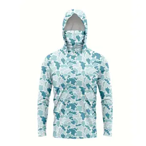 2026 New Camouflage Long-Sleeve Fishing Shirt Quick-Dry Breathable Lure Fishing Outfit Outdoor Dustproof Mask Hoodie Ice Silk Feel apparel