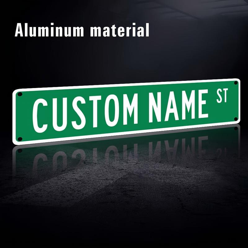 Customizable Aluminum Street Name Sign, 16X4 Inches, Easy Install, Weather-Resistant, Multipurpose Wall Hanging Decor for Home, Bar, Man Cave, Outdoor Use, English Text, 40X10Cm Christmas Decorations