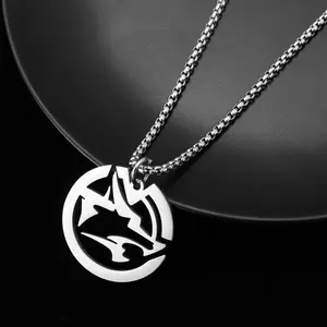 【PANG Jewelry】The Same Silver Wolf Titanium Steel Necklace as the "Broken Sky Railway" Product Featuring Unique Hip-Hop Style Suitable for Both Men and Women and Can Be Used as a Sweater Chain