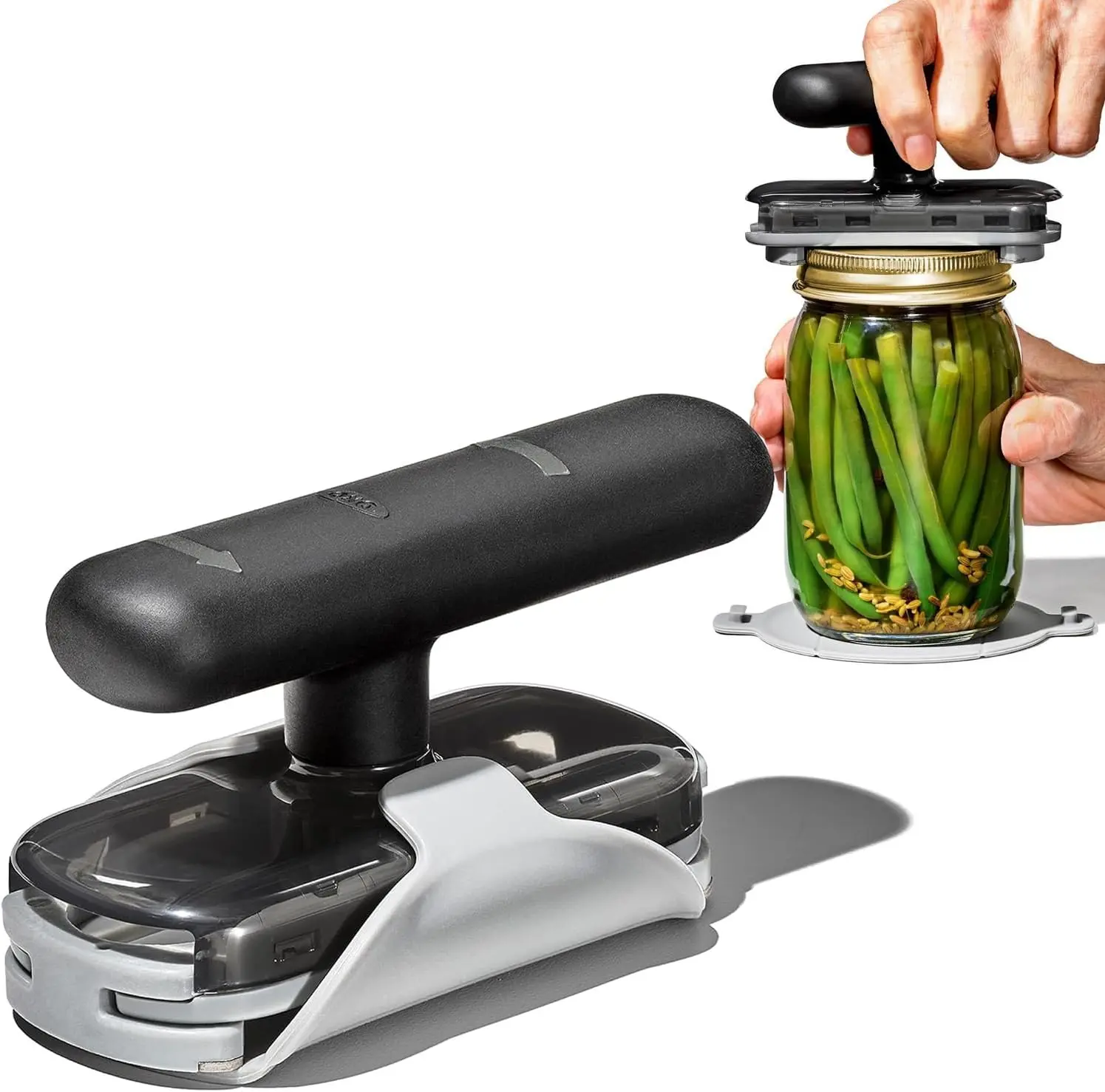 Adjustable Jar Opener with Basepad, Multifunctional Bottle & Lid Opener for Arthritic Hands, Kitchen Accessories Bottle Opener (Black)