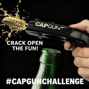 Cap Gun Bottle Opener Shooter Tool. Fun Beer Cap Launcher & Shooter for Soda & Drinks. Interactive Drinking Game Accessory for Home Bar, Tailgating & Parties. Unique Novelty Gag Gift for Men & Groomsmen. Durable Party Gadget.
