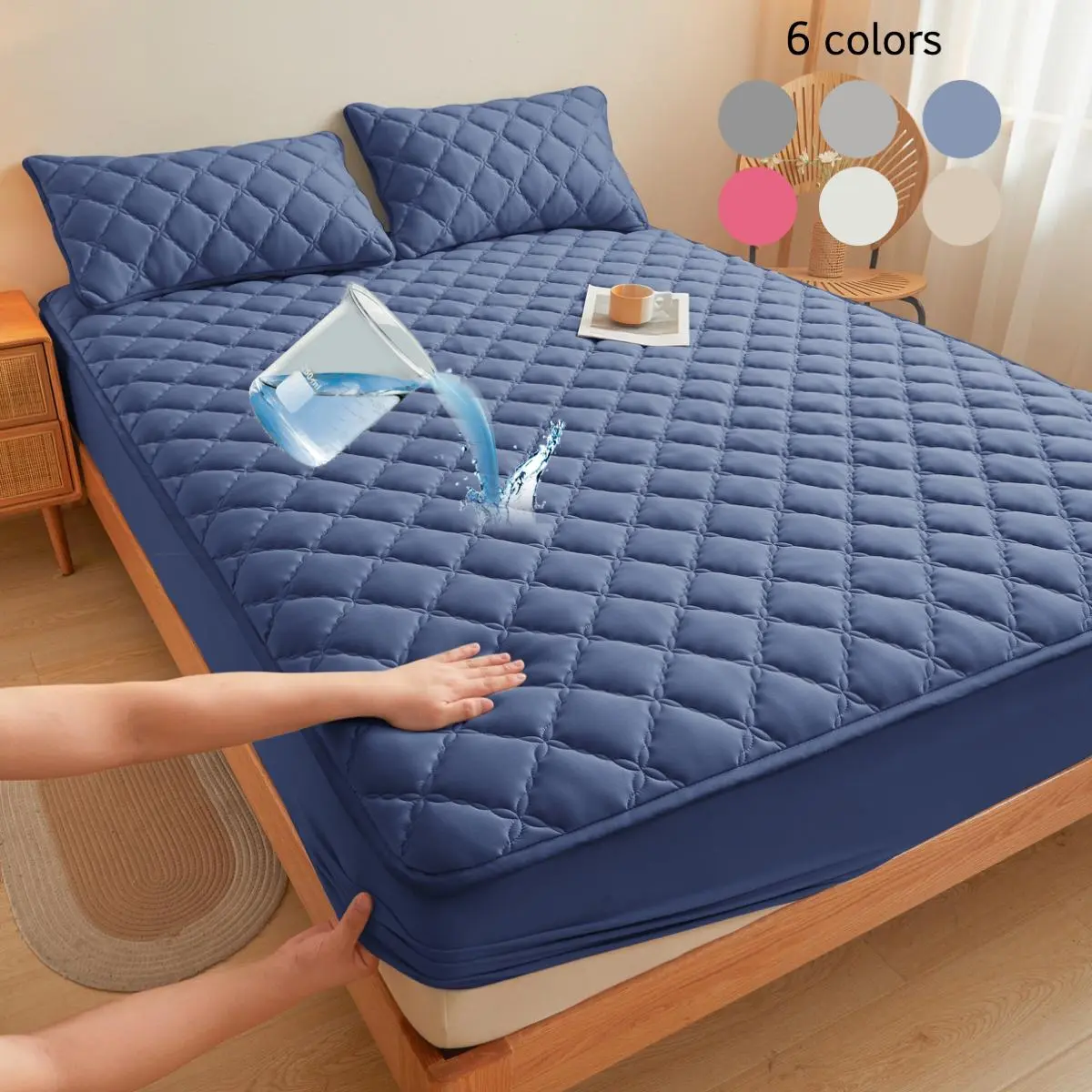 Waterproof Mattress Pad, Soft Comfortable Breathable Mattress Protector, Washable Bed Protector, Bedding Supplies for Bedroom, Guest Room, Apartment, School, Home, Removable Mattress Cover, Quilted Mattress Cover, Quilted Mattress Topper