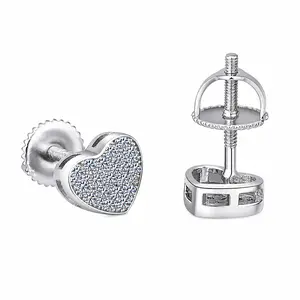 Moissanite Heart Stud Earrings Women